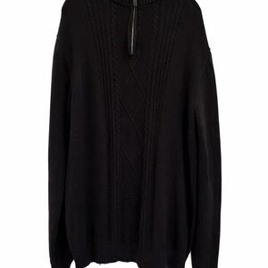 Liberty Blues Men’s Black Quarter Zip Cable Knit Sweater 2XLT